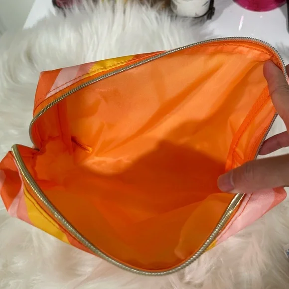 💜 Sephora Spring Summer Collectible Makeup Bag Pink Orange Yellow Gold Zipper - Picture 3 of 4